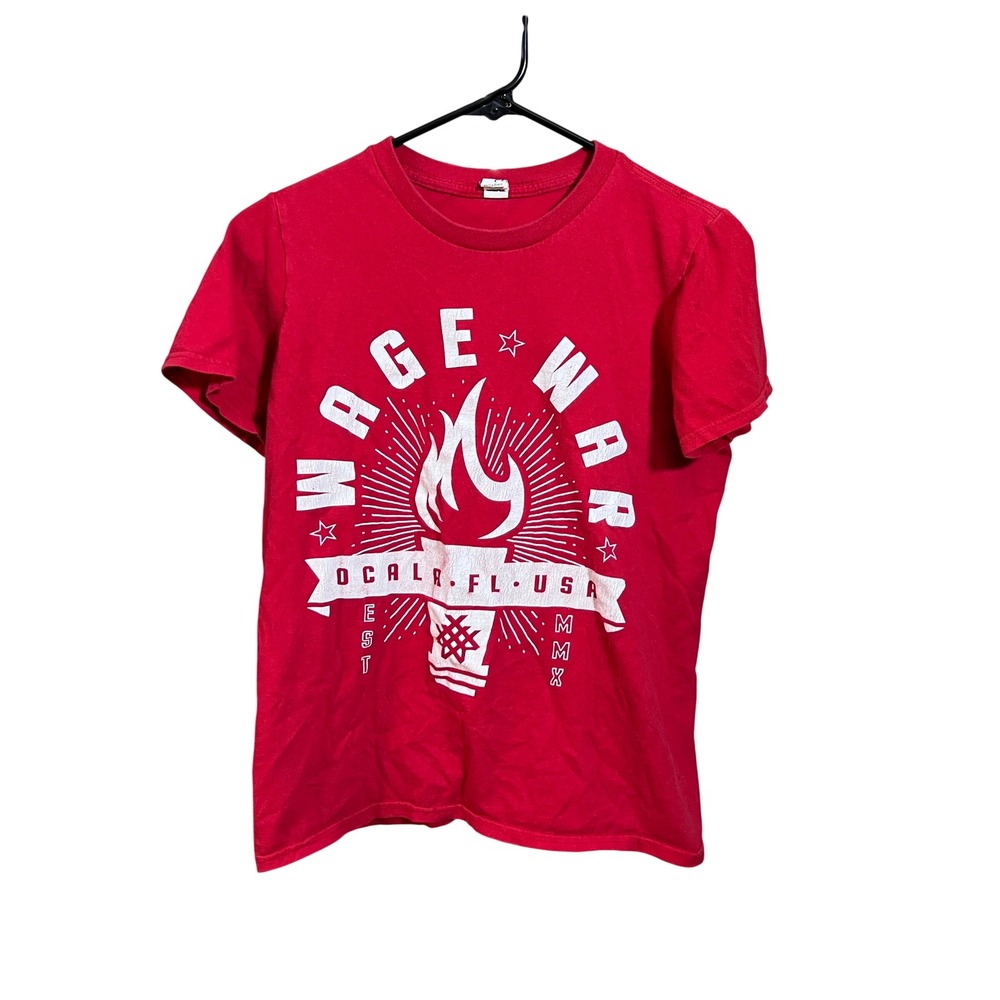 Wage War Band T-Shirt Women Small Red Ocala FL USA Torch Graphic Tee